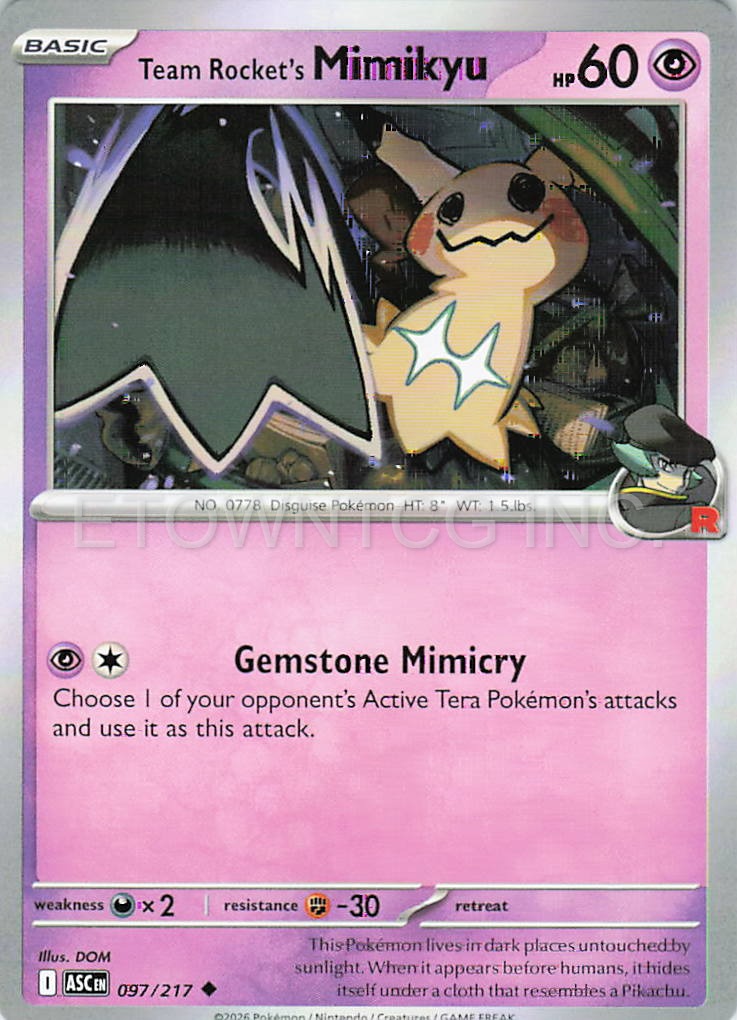 TEAM ROCKET'S MIMIKYU 097/217 UC ASCENDED HEROES POKEMON NM