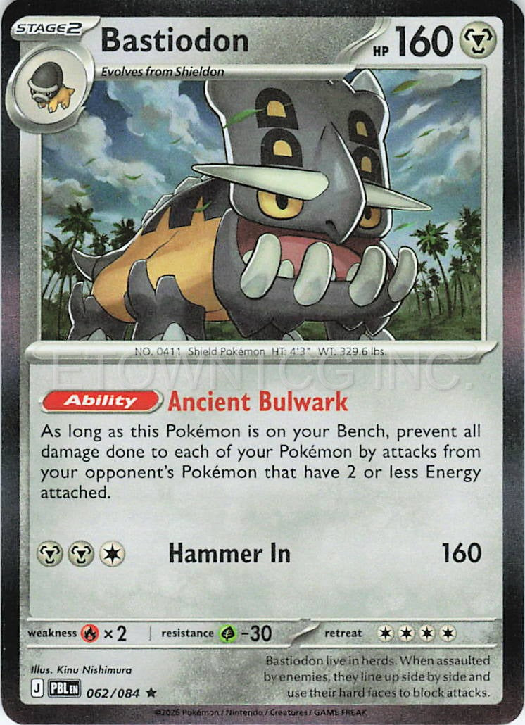 BASTIODON 062/084 R PITCH BLACK POKEMON HOLO NM
