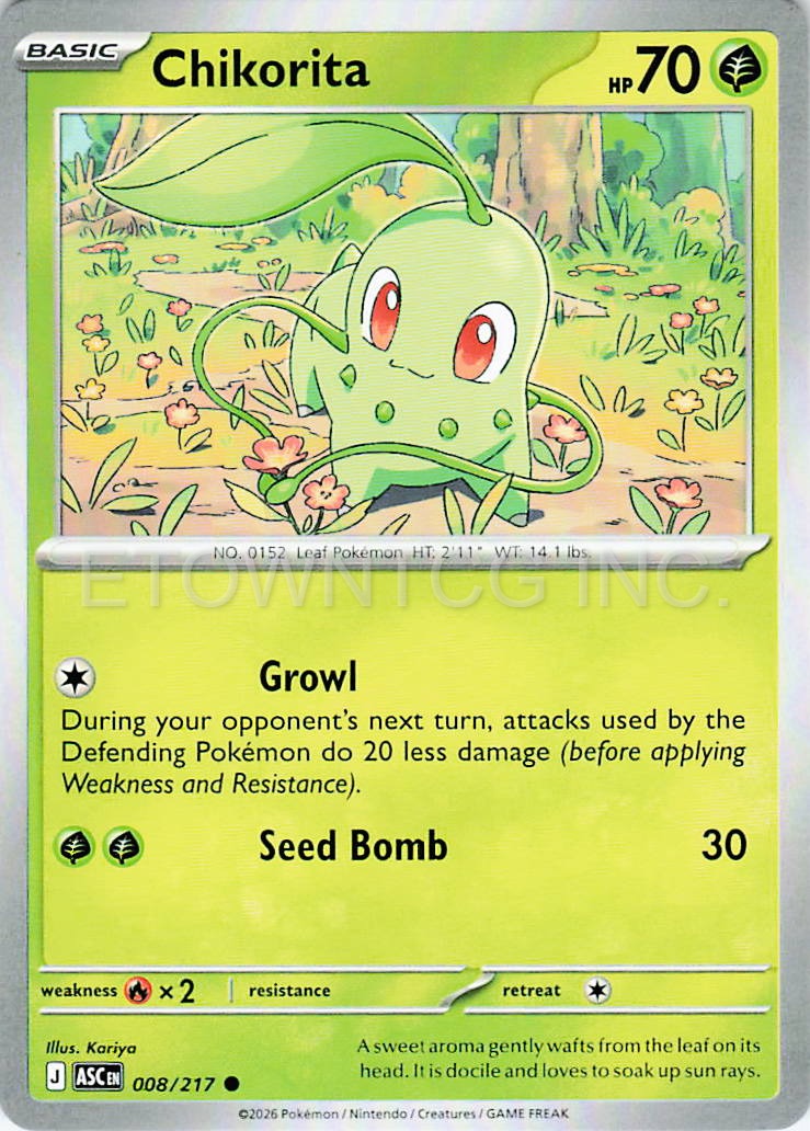 CHIKORITA 008/217 C ASCENDED HEROES POKEMON NM