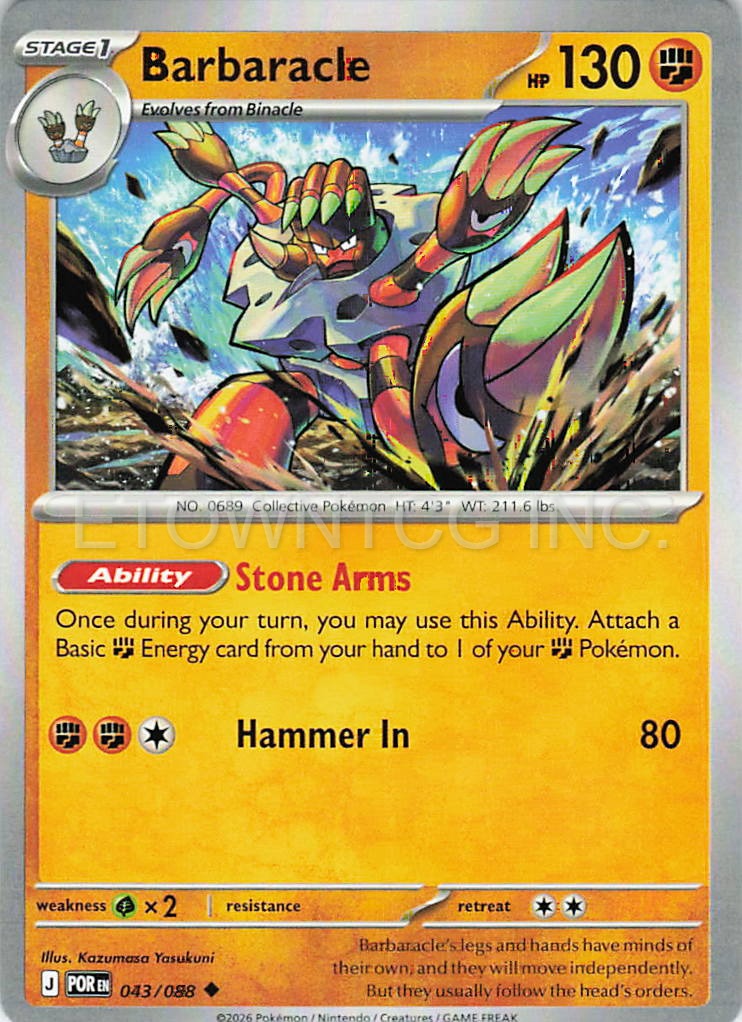 BARBARACLE 043/088 UC PERFECT ORDER POKEMON NM