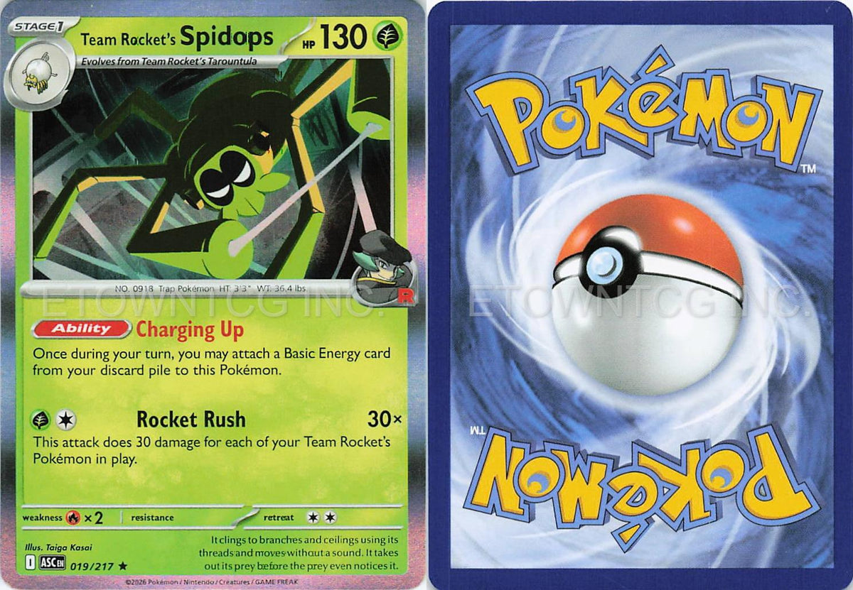 TEAM ROCKET'S SPIDOPS 019/217 R ASCENDED HEROES POKEMON HOLO NM