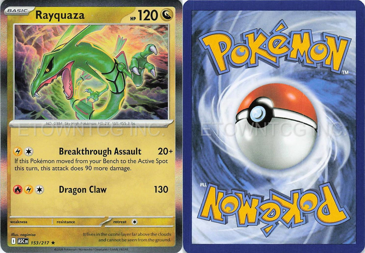 RAYQUAZA 153/217 R ASCENDED HEROES POKEMON HOLO NM