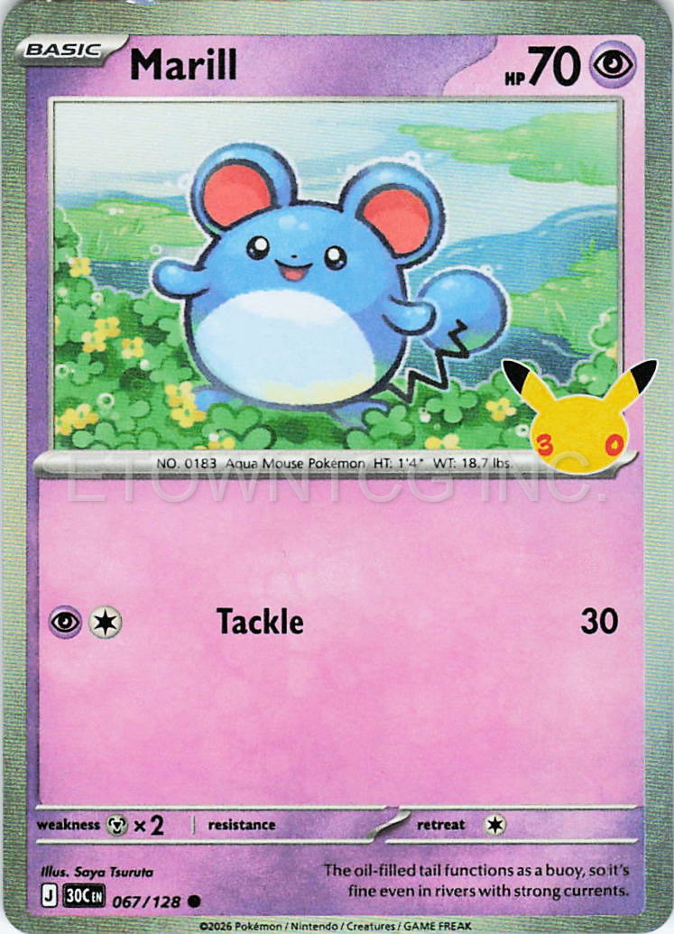 MARILL 067/128 C ME: 30TH CELEBRATION POKEMON HOLO NM