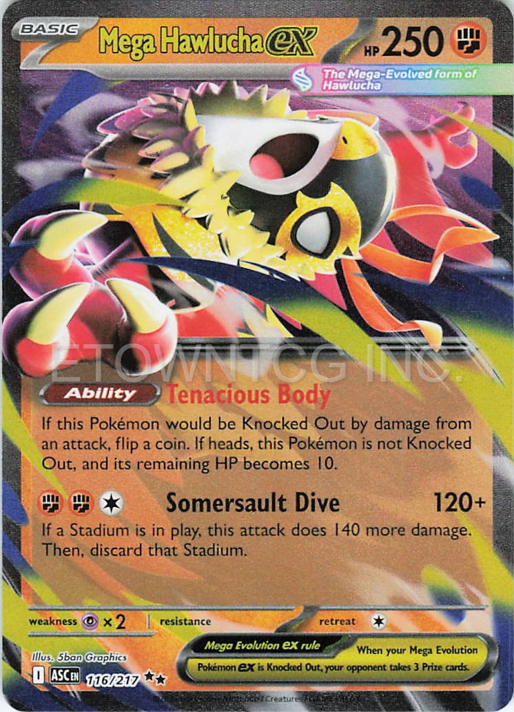 MEGA HAWLUCHA EX 116/217 RR ASCENDED HEROES POKEMON HOLO NM
