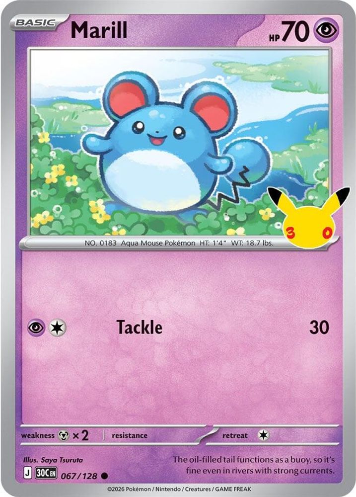 MARILL 067/128 C ME: 30TH CELEBRATION POKEMON HOLO NM