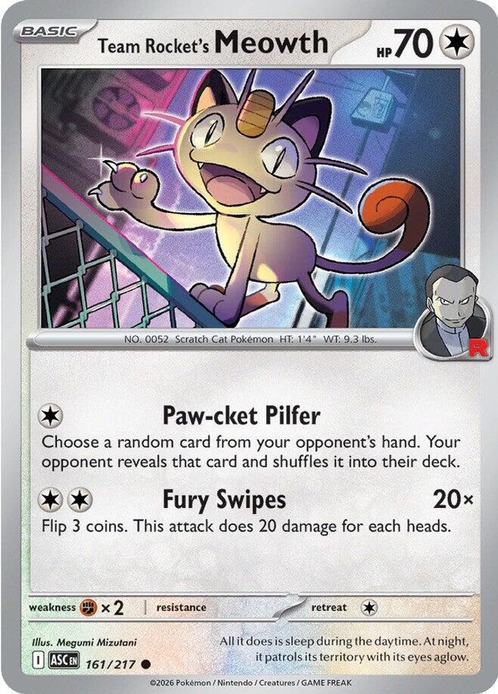 TEAM ROCKET'S MEOWTH 161/217 C ASCENDED HEROES POKEMON NM